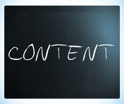 The word "Content" handwritten with white chalk on a blackboard.