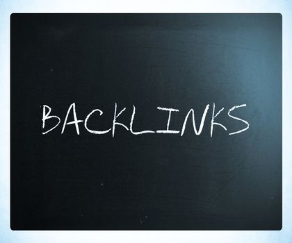 The word "Backlinks" handwritten with white chalk on a blackboard.