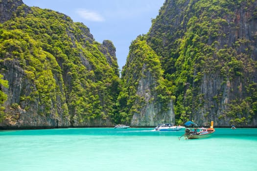 Cliff and the clear sea Phi Phi Leh south of Thailand