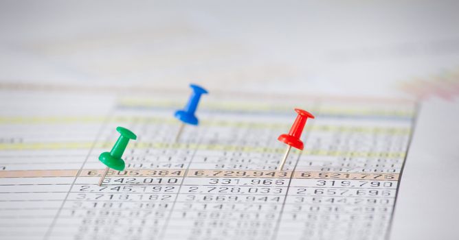 Graphs, charts, business table. The workplace of business people.