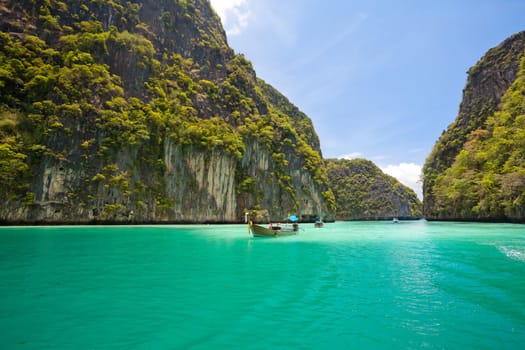 Cliff and the clear sea Phi Phi Leh south of Thailand