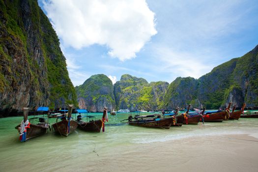 Cliff and the clear sea Phi Phi Leh south of Thailand