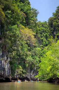 kayaks on the river south of Thailand