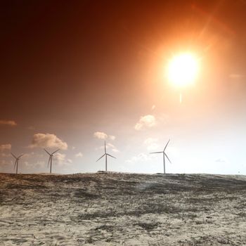 desert windmills in dunes energy