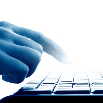 hand press a key on keyboard