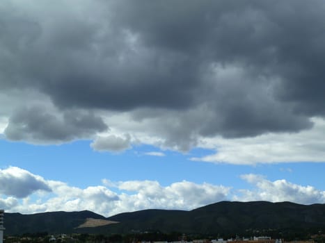 dark thundery sky over the mountains