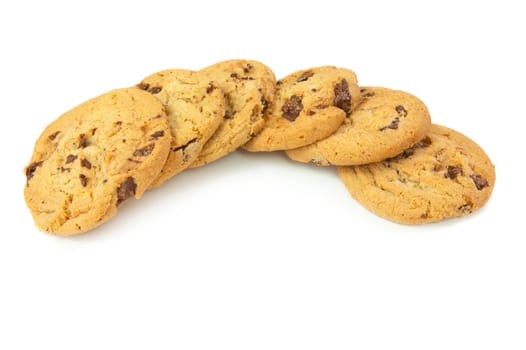 Chocolate chip cookies isolated on white background