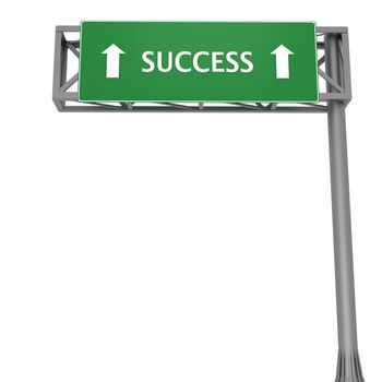 Highway sign pointing to SUCCESS straight ahead