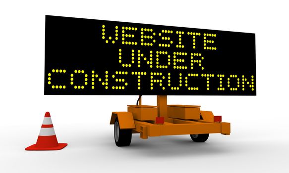 Cart with signboard displaying Website under construction