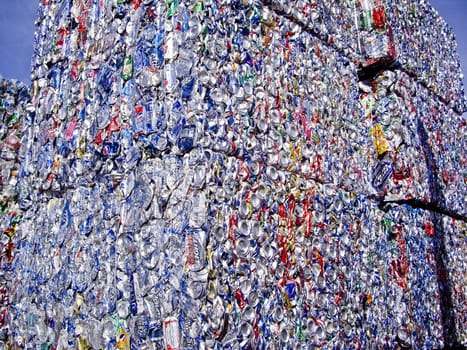 Crushed cans waiting at the Recycle center