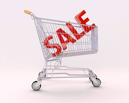 Cart for purchases and sale, a light background with shadow