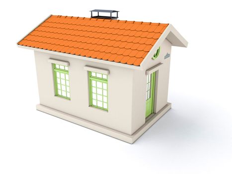 Simple white house on a light background