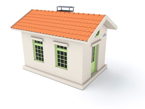 Simple white house on a light background