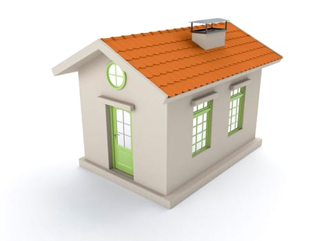 Simple white house on a light background