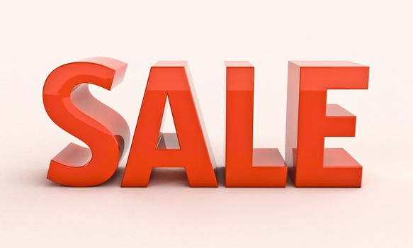 Sale word on light background, 3d render