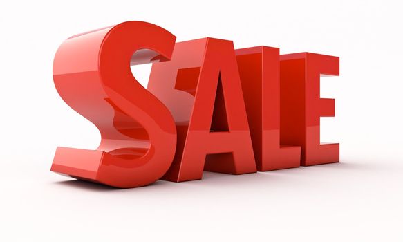 Sale word on light background, 3d render