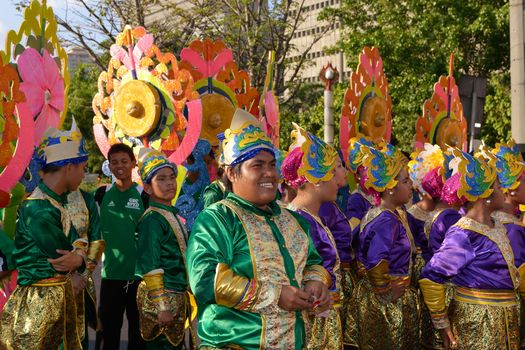 MANILA, PHILIPPINES - APR. 14: street dancers in their cultural dress  during Aliwan Fiesta, which is the biggest annual national festival competition on April 14, 2012 in Manila Philippines.