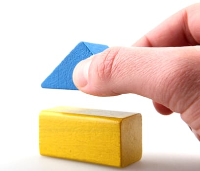 Wooden building blocks.