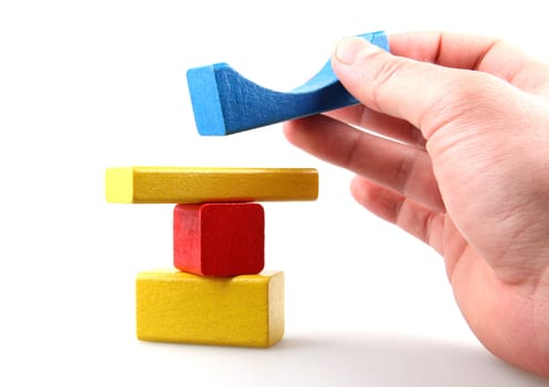 Wooden building blocks.