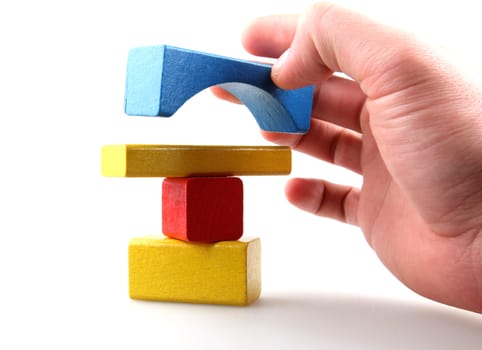 Wooden building blocks.