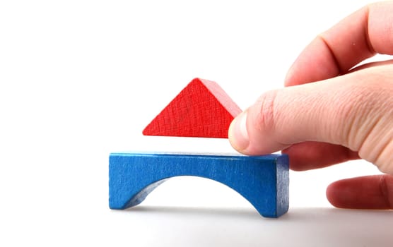 Wooden building blocks.