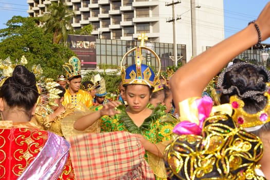 MANILA, PHILIPPINES - APR. 14: performer getting ready their outfits during Aliwan Fiesta, which is the biggest annual national festival competition on April 14, 2012 in Manila Philippines.