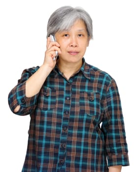 mature woman using mobile phone