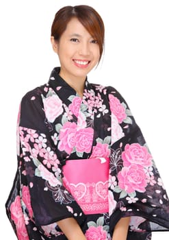 young woman wearing Japanese kimono