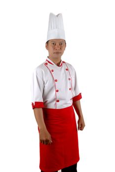 asian chef portrait isolated on white background