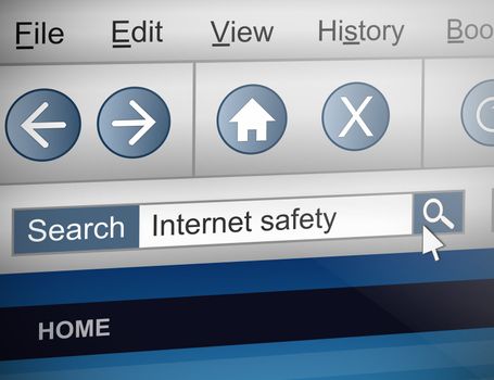 Illustration depicting a computer screen shot with a internet safety search concept.