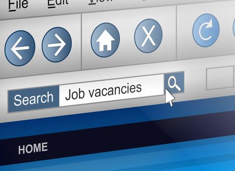 Illustration depicting a computer screen shot with a job search concept.
