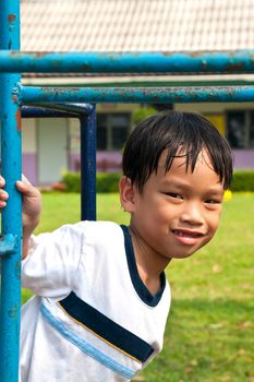 An handsome Asian kid of Thailand in Playground