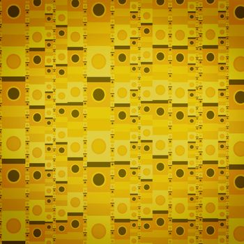 Bright yellow orange background pattern design with lines and circles