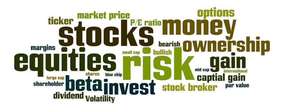 Word cloud with stock, equity, risk related words