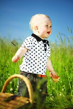 young smile boy enjoy on picnic 