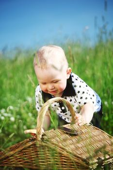 young smile boy enjoy on picnic 