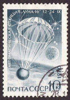 USSR - CIRCA 1970: A post stamp printed in USSR shows  Luna 16 Soviet automatic space station, circa 1970