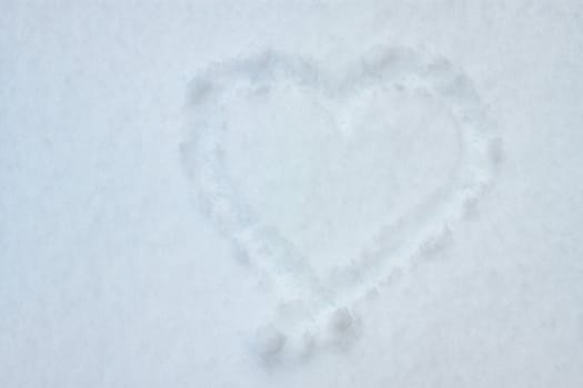 Simple heart shape made in fresh snow