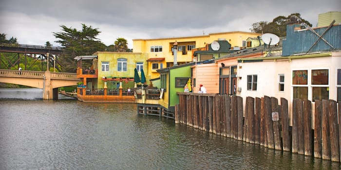 A brightly painted waterfront city in California, USA