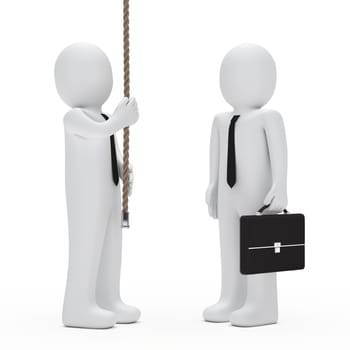 businessman team look up hold a rope