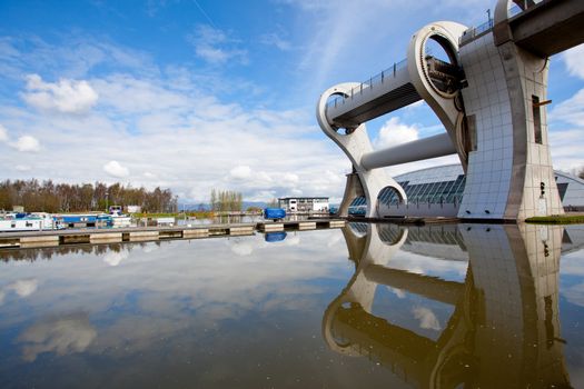Reflection of Falkirk Wheel, Scotland UK