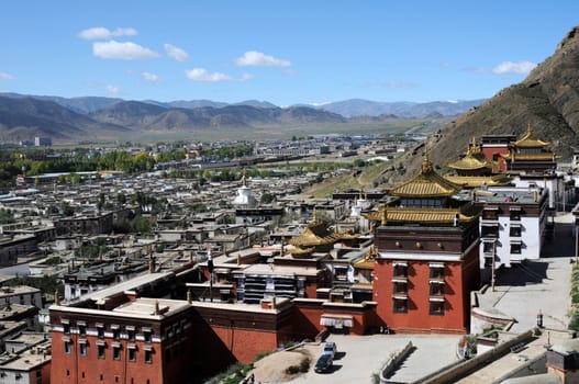 Famous landmark of a historic lamasery in Shigatse,Tibet