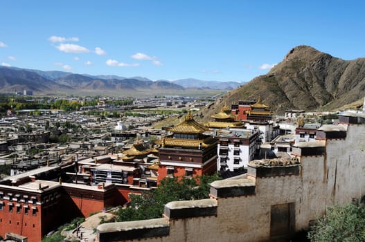 Famous landmark of a historic lamasery in Shigatse,Tibet