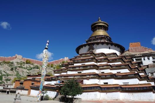 Famous landmark of Gyantse lamasery in Tibet