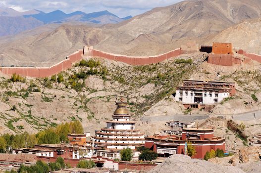 Famous landmark of Gyantse lamasery in Tibet