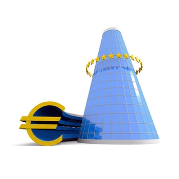 Business building with euro symbol