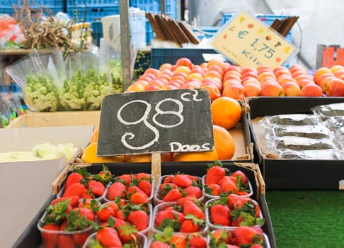 Fruit and vegetables at a market stall