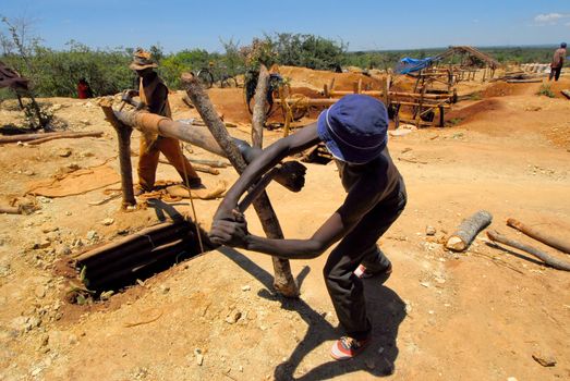 Shinyanga, Tanzania March 18, 2010: a miner looking for gold. Tanzania is the third gold producer in Africa after Ghana and South Africa.