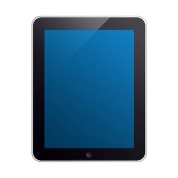 Digital tablet, touch screen computer on white background