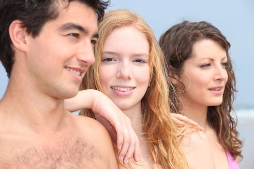 Three teens at the beach